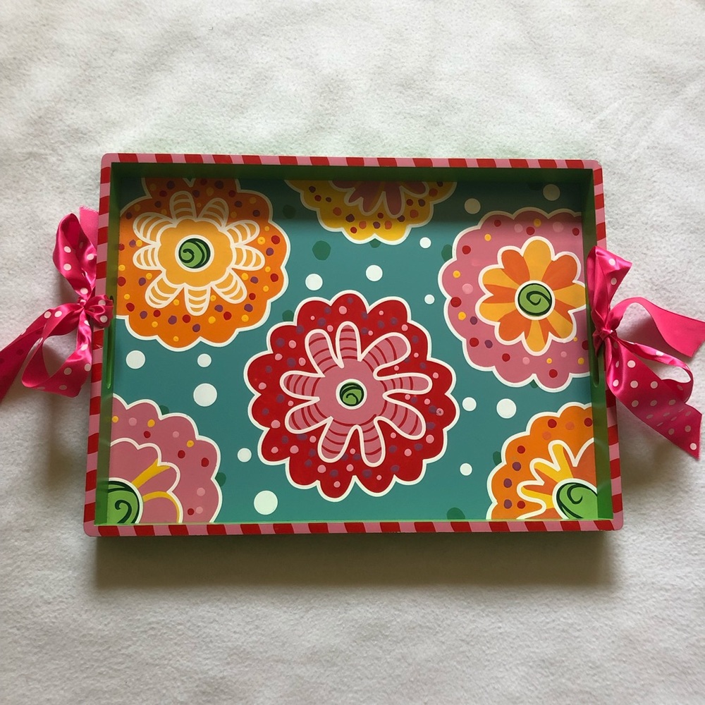 Lisa Frost Collection Flower Burst Wooden Tray